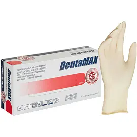 Перчатки медицинские смотровые латексные DentaMAX текстурированные нестерильные двойного хлорирования размер XS (5-6) желтые (50 пар/100 штук в упаков