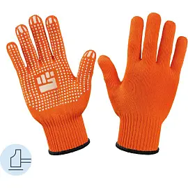 Перчатки рабочие защитные трикотажные с ПВХ покрытием оранжевые (6 нитей, 10 класс, универсальный размер)