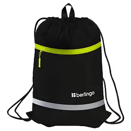 Мешок для обуви 1 отделение Berlingo "Basic yellow", 360*460мм, светоотражающая лента, карман на молнии