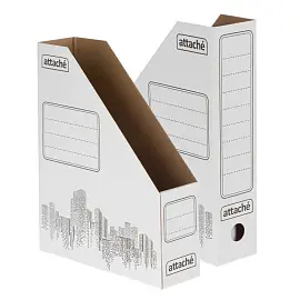 Лоток вертикальный для бумаг 75 мм Attache картонный белый (2 штуки в упаковке)