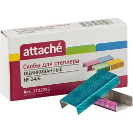 Скобы для степлера Attache №24/6 с цинковым покрытием (1000 штук в упаковке)