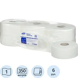 Бумага туалетная в рулонах Luscan Prof Optima 1-слойная 6 рулонов по 350 метров