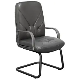 Конференц-кресло Менеджер черное (натуральная кожа, металл черный)