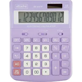 Калькулятор настольный ПОЛНОРАЗМЕРНЫЙ Attache AF-447P,12р,дв.пит,фиол