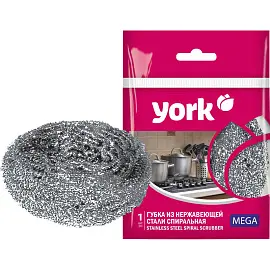 Губка для мытья посуды YORK Мега спиральная стальная 002030_1571829