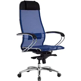 Кресло для руководителя Метта Samurai S-1.04 синее (сетка, металл)