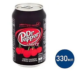 Напиток Dr.Pepper Вишня безалкогольный газированный ж/б 0,33л 24шт/уп