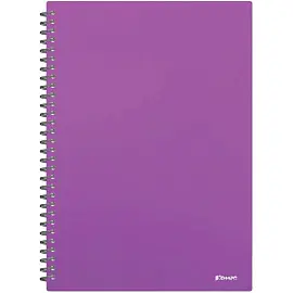 Бизнес-тетрадь Комус Classic А4 100 листов фиолетовая в клетку на спирали (294х210 мм)
