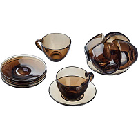 Сервиз чайный Attribute Симпли Эклипс (J1261) на 6 персон стекло (6 чашек 220 мл, 6 блюдец 13 см)