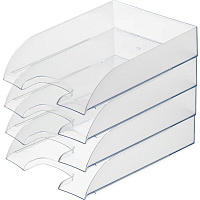 Лоток горизонтальный для бумаг Attache 4 отделения прозрачный (4 штуки в упаковке)