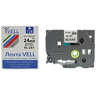 Картридж Vell VL-251 для принтера этикеток Brother (24 мм x 8 м, цвет ленты белый, шрифт черный)