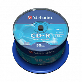 Диск CD-R Verbatim 0.7 ГБ 52x cake box 43351 (50 штук в упаковке)