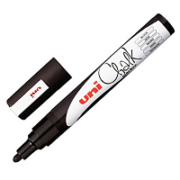 Маркер меловой Uni Chalk PWE-5M черный (толщина линии 2.5 мм, овальный наконечник)