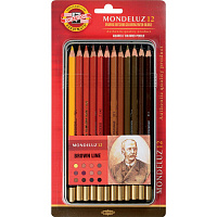 Карандаши акварельные Koh-I-Noor Mondeluz коричневые шестигранные 12 цветов