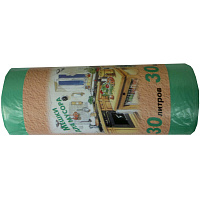 Мешки для мусора на 30 л зеленые (ПНД, 10 мкм, в рулоне 30 шт, 50х60 см)