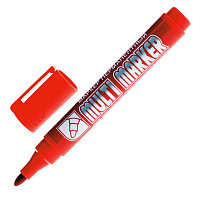 Маркер перманентный Crown Multi Marker красный (толщина линии 3-5 мм) круглый наконечник