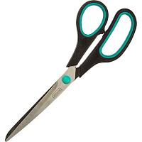 Ножницы 215 мм Attache с пластиковыми прорезиненными анатомическими ручками черного/зеленого цвета