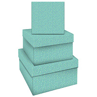 Набор квадратных коробок 3в1, MESHU "Turquoise style", (19,5*19,5*11-15,5*15,5*9см)