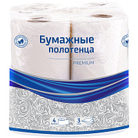 Полотенца бумажные в рулонах OfficeClean "Premium", 3-слойные, 11м/рул, тиснение, белые, 4шт.