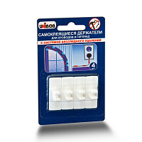 Держатель для проводов Unibob самоклеящийся белый до 0.3 кг (4 штуки)