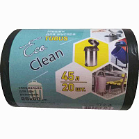 Мешки для мусора на 45 литров EcoСlean Tubus черные (ПВД, 25 мкм, в рулоне 20 штук, 40x90 см)