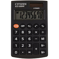 Калькулятор карманный Citizen SLD-200NR, 8 разрядов, двойное питание, 62*98*10мм, черный
