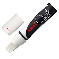 Маркер меловой Uni Chalk PWE-17K белый (толщина линии 15 мм, прямоугольный наконечник)