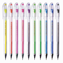 Набор гелевых ручек Crown "Hi-Jell Color" 10шт., 10цв., ПВХ уп., европодвес фото Набор гелевых ручек Crown "Hi-Jell Color" 10шт., 10цв., ПВХ уп., европодвес