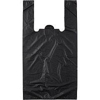 Пакет-майка Знак Качества ПНД 28 мкм черный (30+18x56 см, 100 штук в упаковке)