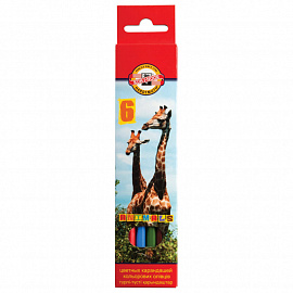 Карандаши цветные KOH-I-NOOR "Animals", 6 цветов, грифель 2,8 мм, заточенные, европодвес, 3551/6, 3551006008KSRU