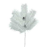 Новогоднее украшение Ветка хвойная с шишками белое (35x20x60 см)