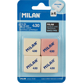 Ластик Milan 430 каучуковый прямоугольный 28x28x13 мм (4 штуки в упаковке)