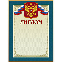 Диплом А4 230 г/кв.м 10 штук в упаковке (бирюзовая рамка, герб, 46/Д)