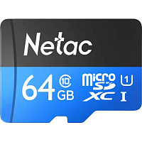 Карта памяти 64 ГБ microSDHC Netac P500 Standard UHS-I U1 (NT02P500STN-064G-R)