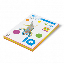 Бумага цветная для печати IQ Color 4 цвета неон RB04 (А4, 80 г/кв.м, 200 листов)
