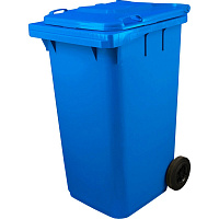 Контейнер-бак мусорный 240 л пластиковый на 2-х колесах с крышкой синий