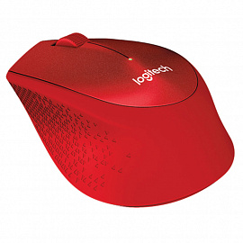 Мышь беспроводная LOGITECH M330, 2 кнопки+1 колесо-кнопка, оптическая, красная, 910-004911