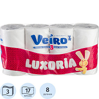 Бумага туалетная Veiro Luxoria 3-слойная белая (8 рулонов в упаковке)