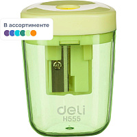 Точилка для карандашей Deli Comiko пластиковая с контейнером цвет ассорти