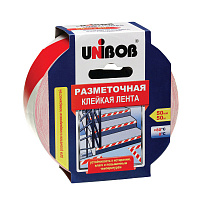 Лента клейкая оградительная Unibob красная/белая 50 мм x 50 м