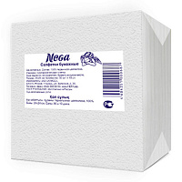 Салфетки бумажные Nega 24x24 см белые 1-слойные 90 штук в упаковке