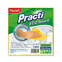 Салфетки хозяйственные губчатые Paclan Practi целлюлоза 18x18 см 200 г/кв.м 2 штуки в упаковке