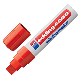 Маркер меловой Edding E-4090/002 красный (толщина линии 15 мм, прямоугольный наконечник)
