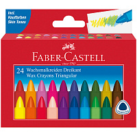 Мелки восковые Faber-Castell, 24цв., трехгранные, картонная упаковка