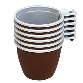 Чашка одноразовая пластиковая 200 мл коричневая/белая 50 штук в упаковке Комус