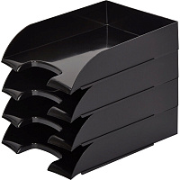 Лоток горизонтальный для бумаг Attache пластиковый черный (4 штуки в упаковке)