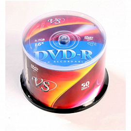 Диск DVD-R VS 4.7 ГБ 16x cake box VSDVDRCB5001 (50 штук в упаковке)
