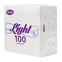 Салфетки бумажные Plushe Light 22.5х22.5 см белые 1-слойные 90 штук в упаковке