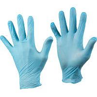 Перчатки медицинские смотровые нитриловые Safe and Care нестерильные неопудренные голубые размер M (200 штук в упаковке)