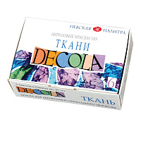 Краски по ткани акриловые "Декола", 6 цветов по 20 мл, в баночках, 4141025